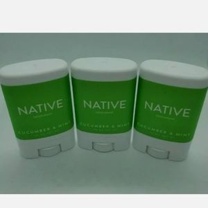 Native Deoderant Cucumber Mint Lot 3 travel size .35 oz each stick